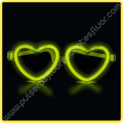 Lunettes Fluo lumineuses Coeur Jaune